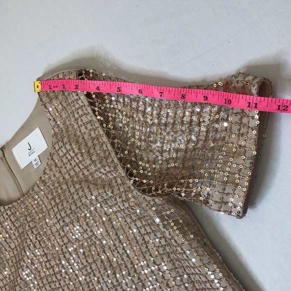 J By JOA Womens Gold Glitter Sequin Short Sleeve Lined Dress Size Small - Picture 8 of 16